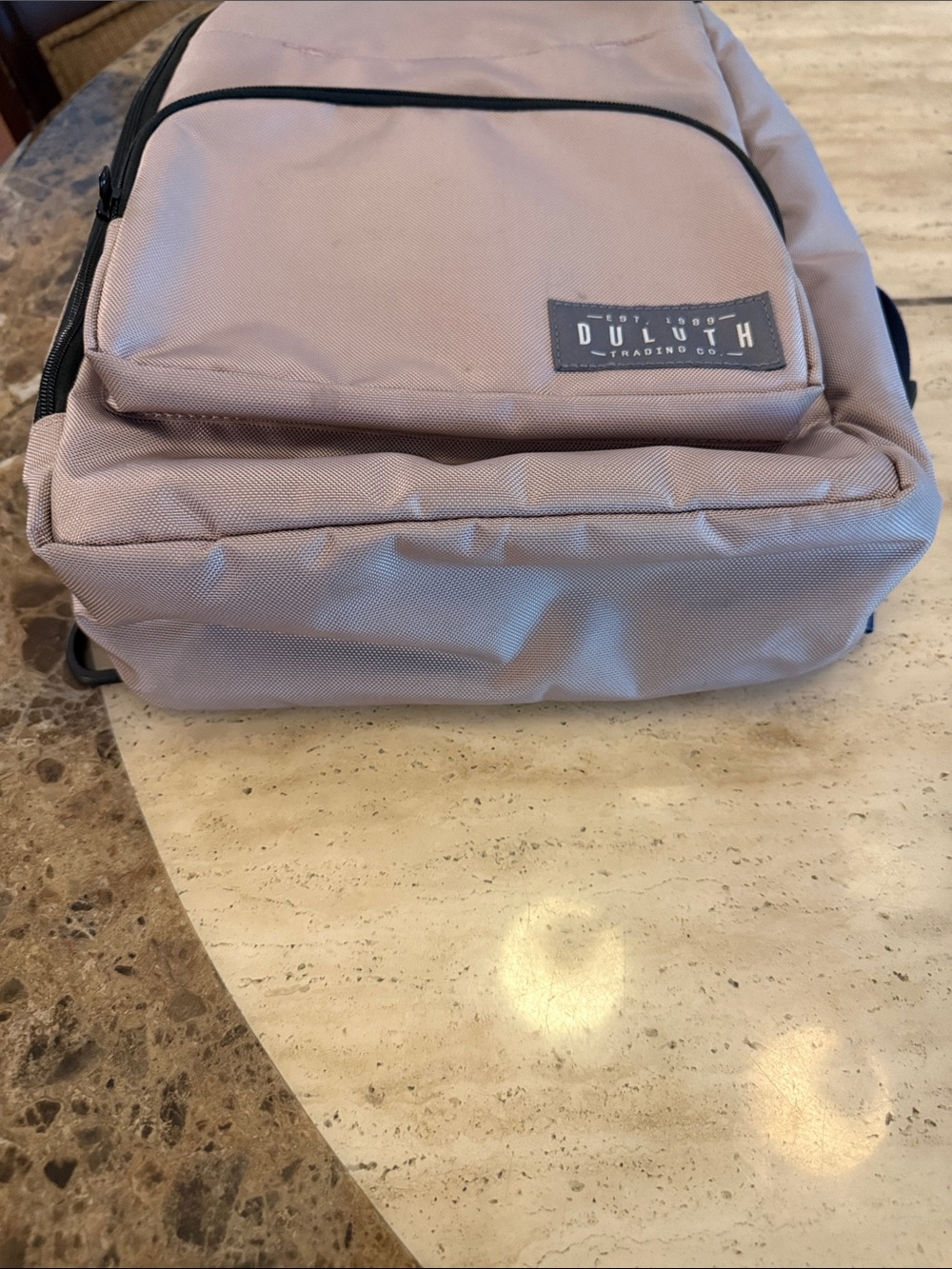 Duluth Trading Co Light Gray Compact Backpack with Navy Strap - Picture 3 of 11